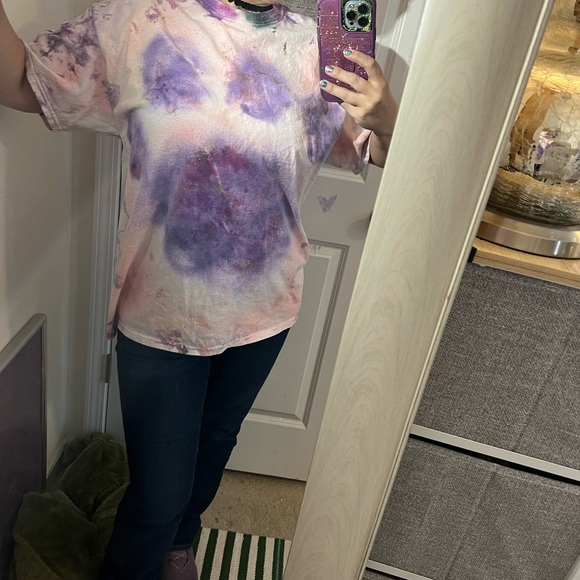 CLEMSON TIE DYE ART TO WEAR T TEE SHIRT TOP ORANGE PURPLE 🐾 PAW PRINTS L LARGE - Picture 12 of 14